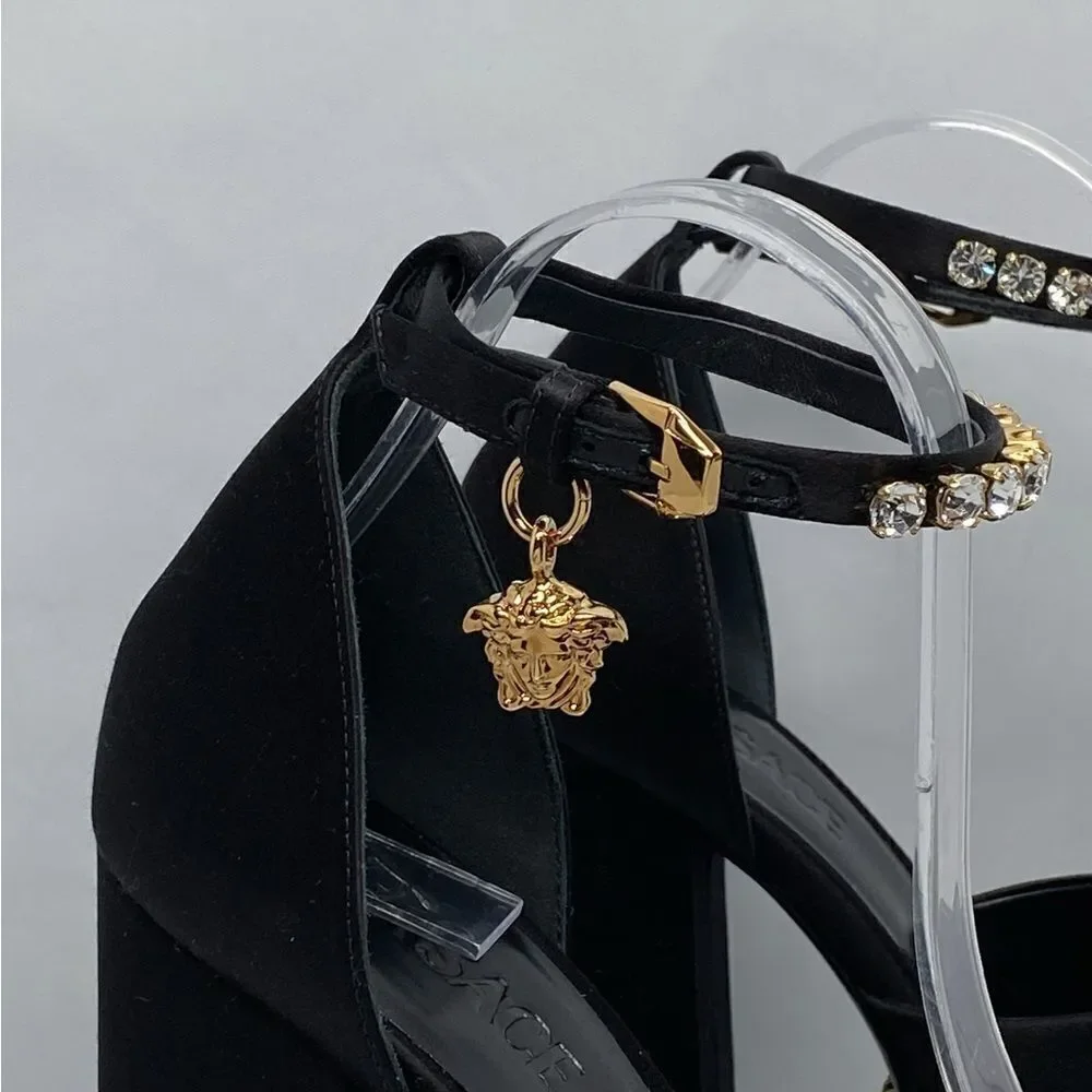 Versace Medusa Crystal Ankle-Strap Platform Sandals